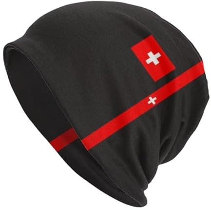 TIOYREVENO Beanie-Mütze mit Schweizer Flagge, Herbst/Winter, Strickmütze, Unisex, Thermomütze, Herbst/Winter, Alltagsmütze für Outdoor-Aktivitäten, Beanie-Kappe, Einheitsgröße