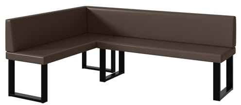 MEBLINI Eckbank für Esszimmer - Küchenbank - Essecke - Sitzecke Küche - Toni - U-Beine 142x196x87cm Links - Braun Kunstleder