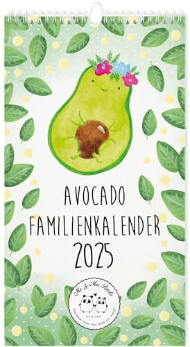 Mr. & Mrs. Panda Familienkalender 2025 Avocado Collection - Geschenk, Familienplaner, Terminplaner, Veggie, Gesund, Jahreskalender, Kalender mit