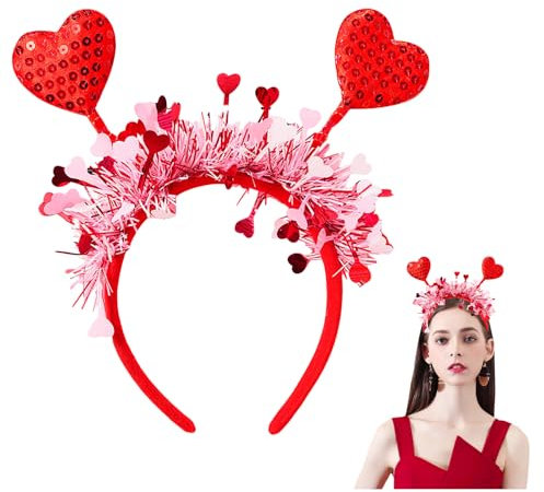 YUNHENTONG Herz Haarreif Kopfschmuck Herzen Rot Amor Haarreif Rot Damen Amor Kostüm Accessoires Cupid Costume Herzdame Kostüm Herzchen Foto Requisiten Hochzeit Valentinstag Deko (B)