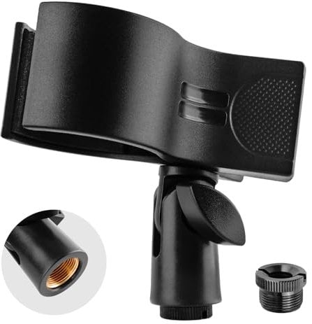 BILIONE Microphone Holder, Large Mic Accessory Clip for Stands, Fit for Most Condenser and Wireless Microphones with Outer Diameter Range 1.26 from 2.3, with a 5/8 to 3/8 Screw Adapter(1Pcs)