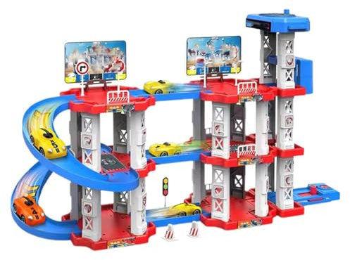 Super Chase Center - Parkhaus mit 3 Etagen, mit Interaktives Spielzeug mit Abschleppwagen, Aufzug, Rutsche, Tankstelle u. v. Parkgarage für Kinder ab 5 Jahren (1)