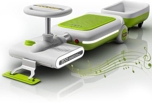 Go Kart de Limpieza para niños, carritos portátiles retráctiles de 6 cm con Remolque, Luces frías, música, Capacidad de Carga de 40 kg, sin Olor, sin Bpa, Coche de Movimiento de Piso con trapeador