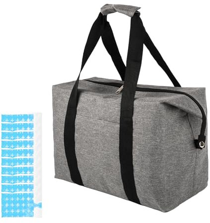 20L Kühltasche Faltbar, Tragbar Picknicktasche Kühltasche, Thermotasche Mit Isolierung, Grau Kühltasche mit 10 Eiswürfelbeutel, Kühltasche Eistasche für Camping, Picknick usw.(39x19x27cm)