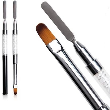 Lynis-Nailshop.de - Pennello in gel acrilico 2 in 1 con spatola, durevole Dual Ended Brush per unghie in gel acrilico e acrilico, ideale per modellare e applicare con precisione in casa