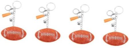 HEMOTON 4 Pièces porte-clés football accessoires le rugby faire la fête sportif ballon rugby ballons de rugby rugby pendentif porte-clés ballon de rugby alliage d'aluminium Orange