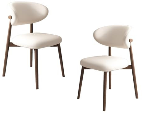 Lot de 4 chaises de salle à manger modernes avec coussins épais, chaises élégantes pour cuisine et salon, pieds en bois de noyer blanc et foncé, chaise de salle à manger confortable pour décoration