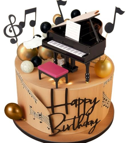 19PCS Music Cake Topper Music Notes Balls Cake Decorations Guitar Cake Toppers for Musician Birthday Party Rock Theme Party