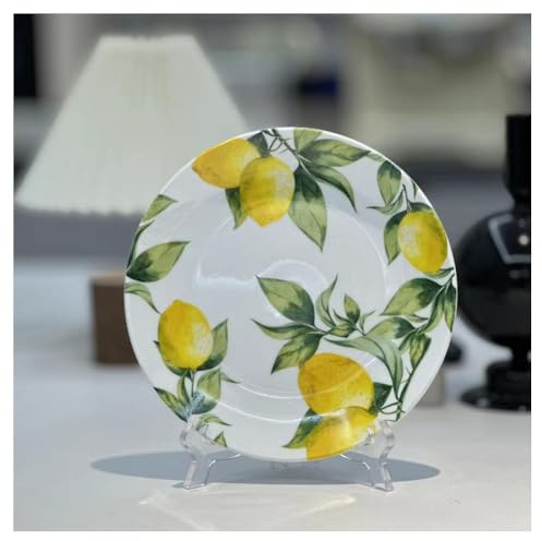 Fresco Limone Serie Dipinto A Mano Piatto Rotondo Ceramica Cena Bistecca Occidentale Stoviglie Casa Frutta Ciotola (Piatto da 8 pollici)