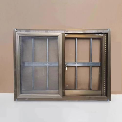 Ventana Corrediza Horizontal, Ventanas de Reemplazo para Sótanos, Ventanas para Cobertizos con Vidrios y Mosquiteros y Barandillas Antirrobo, Ventana de Ventilación Empotrada, para Baño, Loft(50*40cm/