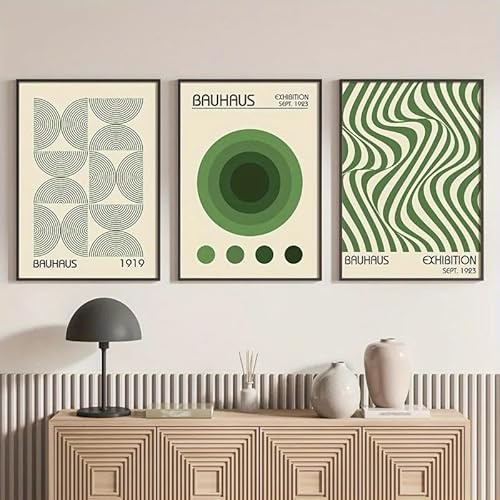 3 Stücke Bauhaus Geometrische Leinwand Malerei Wand Kunst Poster Und Drucke Minimalistischen Mid-Century Kunstwerk Für Wohnzimmer Wohnkultur 50X70Cmx3Pcs Kein Rahmen