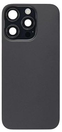 Glass Back Compatible With Phone 16 Pro Black Titanium Plain with Camera Lens No Logo