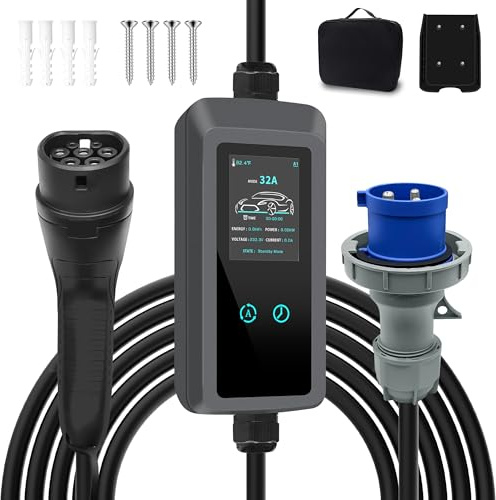 BETUMODA Wallbox 7.36kW, Typ 2 Ladekabel,7M 32A für Alle EVs und PHEVs | Typ 2 Ladekabel CEE 7kW,EV Charger 7kW, Timer & Verzögerung, 2.8'' LED, IP65, für alle EVs (IEC 62196-2) und PHEVs