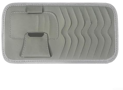 Leather sun visor storage clips combined with car CD holders and compact CD storage bags compatible with most vehicles including SUVs and trucks