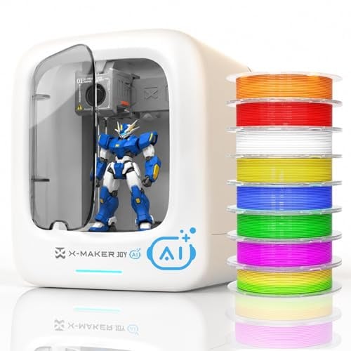 KI-gestützter 3D-Drucker, 3D-Drucker mit 8 PLA-Filament-Set, KI Design-App, umfangreiche Sammlung an 3D-Kreativvorlagen, mit 15 Mini-3D-Designmodulen, App&WiFi-Steuerung,vollständig geschlossene