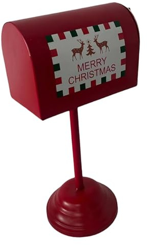 JISADER Buzón navideño rojo, regalo, decoración de metal, adorno, buzón, soporte para periódicos, para oficina, patio, exterior, puerta de entrada de casa.