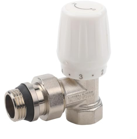 Válvula de radiador manual de 1/2 pulgada Tipo de ángulo Control de temperatura de latón Diseño reparable Plata (DN15)