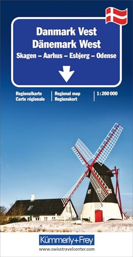 Kümmerly+Frey Regional-Strassenkarte Dänemark West 1:200.000: Mit Skagen, Aarhus, Esbjerg und Odense. Inkl. Stadtpläne, Ortsverzeichnis und Reiseinformationen