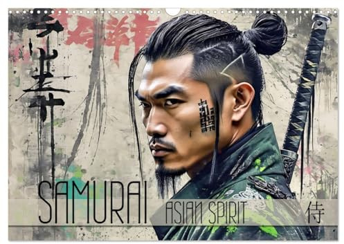 Samurai - Asian Spirit (Wandkalender 2026 DIN A3 quer), CALVENDO Monatskalender: Ausdrucksstarke Porträts der legendären japanischen Krieger, modern interpretiert (CALVENDO Kunst)