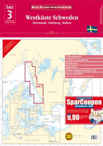 Delius Klasing Sportbootkarten / Westküste Schweden: Strömstad bis Kullen: Strömstad - Göteborg - Kullen. 3 Überseglerkarten, 31 Revier- und ... Wegpunktliste. Berichtigt bis Woche 01/2008