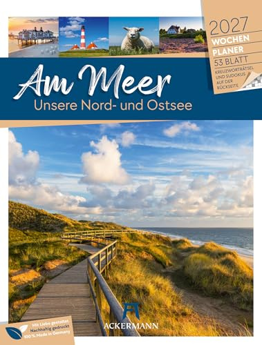 Am Meer Wochenplaner Kalender 2027 | Beruhigender Küsten-Wochenkalender im Hochformat (25x33 cm) | Mit Kreuzworträtseln, Sudokus & mehr