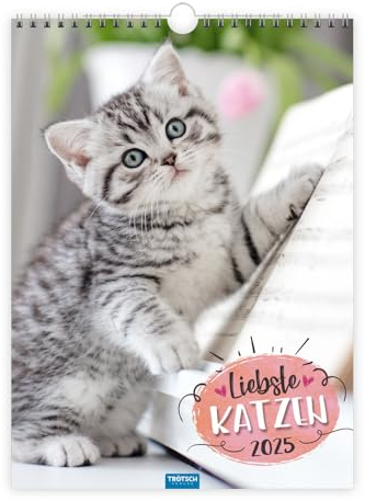 Trötsch Classickalender Liebste Katzen 2025: Wandkalender