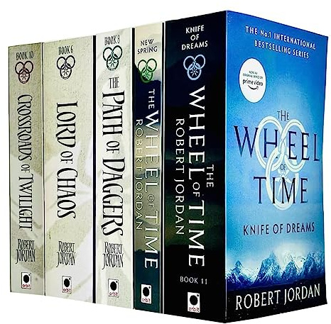 Robert Jordan Wheel of Time Series Collection 5 Books Set (Knife Of Dreams, New Spring, The Path Of Daggers, Lord Of Chaos, Crossroads Of Twilight)