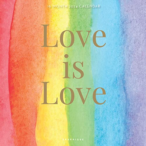 Graphique Wandkalender 2024 Love is Love | 30,5 x 30,5 cm | dickes Papier | Organizer für Zuhause und Büro | großes Monatsraster | 3 Sprachen & markierte Feiertage | 4 Monate Vorschauseite für 2025