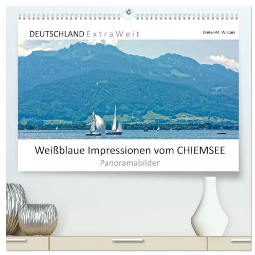 Weißblaue Impressionen vom Chiemsee (hochwertiger Premium Wandkalender 2026 DIN A2 quer), Kunstdruck in Hochglanz: So empfängt Bayerns größter See ... zu jeder Jahreszeit (CALVENDO Natur)