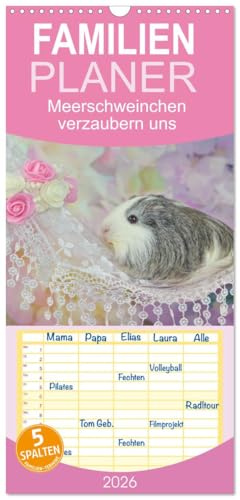 Familienplaner 2026 - Familienplaner MEERSCHWEINCHEN verzaubern uns mit 5 Spalten (Wandkalender, 21 cm x 45 cm), CALVENDO: Bezaubernde ... Seite fotografiert (CALVENDO Tiere)