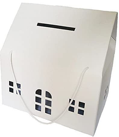 Scatola Porta Buste Matrimonio Nozze CASETTA Bianca 33X25X35 CM con Foro X Buste