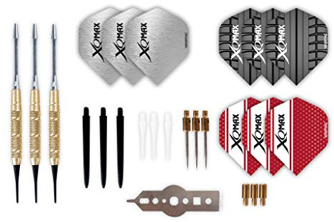 XQMAX Brass Darts Geschenkeset, 25tlg., 3 Barrels, Soft/Steel Tips uvm.