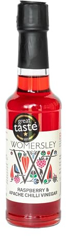 Raspberry & Apache Chilli Vinegar | Flavoured Vinegar | Suitable for Vegan & Vegetarian | Made with Natural Ingredients | For cooking, Stir Fries, Sauces & Salad Dressings - 150ml