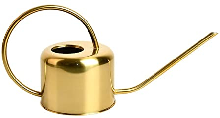 Esschert Design Goldene Gießkanne, ca. 1 l, 34,3 x 13,5 x 19,9 cm, aus Zink, glänzend, ca. 300g schweres, Gartenwerkzeug