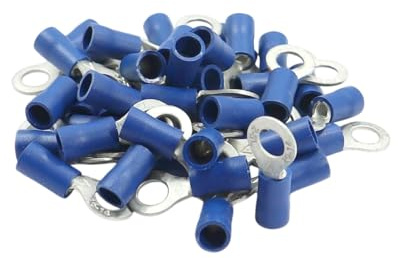 WITTKOWARE 100 Stück Ringkabelschuhe bis Leiterquerschnitt 2,5mm², blau, Crimpmontage, passend für Schraubengröße M4