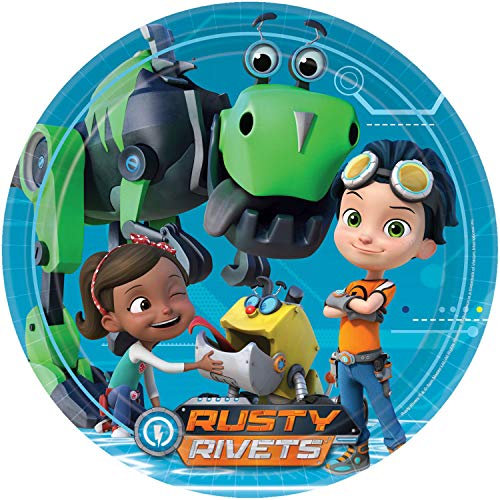 amscan 9904156 8 Papierteller Rusty Rivets, Mehrfarbig