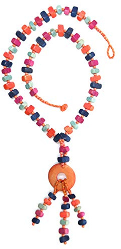 collezione alessandro Lange Kette Jamie mit farbigen Holzelelmenten