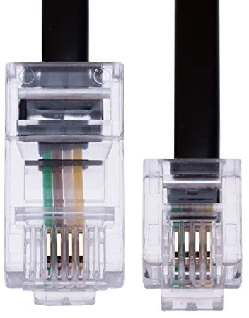 2m RJ11 bis RJ45 Kabel Ethernet-Modem-Daten-Telefon ASDL Patch Führen Breitband Schnelle Geschwindigkeit BT Internet-Stecker 6P4C bis 8P8C Eben Kompatibel mit Modem, Router, Festnetz (Schwarz)