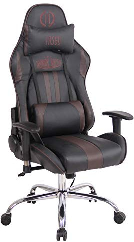 CLP Gaming Bürostuhl Limit XM Mit Kunstlederbezug I Gamingstuhl mit Fußablage I Höhenverstellbar I Computerstuhl Mit Massagefunktion Farbe schwarz/braun