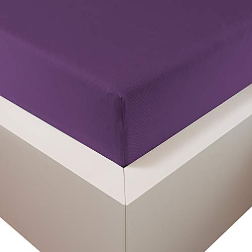 Traumschloss Spannbetttuch »Premium Plus« Mako Baumwolle mit Lyocell & Elasthan | Edel-Jersey | wärmt im Winter & kühlt im Sommer | violett | 90-120x200-220cm