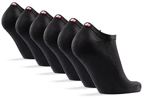 DANISH ENDURANCE 6 Paar Bambus Sneaker-Socken, Kurze Sommer Bambus Socken, Halbsocken, Unisex, für Damen & Herren, Schwarz, 43-47