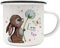 Emaille Becher Camping Tasse Motiv Hase Häschen Pusteblume Schmetterlinge rosa Punkte & Wunschname Name Kaffeetasse Geschenk eb490 - ausgewählte Farbe: *schwarzer Becherrand*