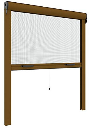 Zanzanet Zanzariera Verticale per finestre su Misura 42 mm cassonetto Sottile Personalizzabile a Rullo con Molla Telaio con Profilo Robusto e Resistente in Alluminio Made in Italy Bronzo Verniciato