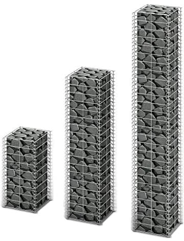 vidaXL Gabion Basket Set 3 Piece, Gabion Wall for Outdoor Garden Patio Backyard, Gabion Cages for Stone Planter, Rock-Stone Wall, Galvanized Wire