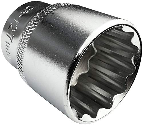 Aerzetix - C45236 - Douille de Vissage/Embout - Courte - 1/2x27mm - pour Clé/Cliquet Manuelle/Pneumatique - Corps Cylindrique - 12 Pans bi-Hexagonale - en Acier CR-V