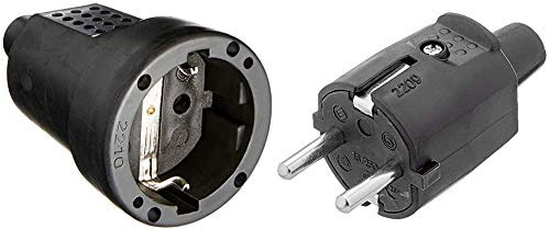 Silver Electronics 9231 Clavija Hembra, Negro + 9230 Clavija Macho, Negro