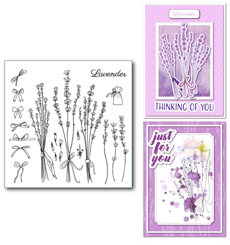 Arrietty Stempel mit Lavendelblumen, Blättern, Gummi, transparent, für Scrapbooking, dekorative Karten, transparent