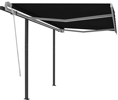 vidaXL Gelenkarmmarkise Einziehbar mit Pfosten Markise Sonnenmarkise Balkonmarkise Sonnenschutz Sichtschutz Terrasse Garten 3x2,5m Anthrazit
