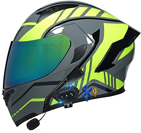CNNGU Klapphelm Motorradhelm, Bluetooth Integralhelm, Mit Doppelvisier, ECE Genehmigt Motorrad Full Face Helm, Atmungsaktiv Und Komfortabel, Für Erwachsene, Frauen Und Männer