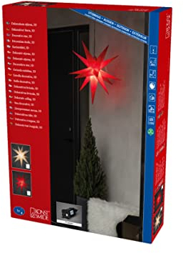 Konstsmide Weißer 3-D Kunststoffstern, inkl. Leuchtmittel, außen, 1 warm weiße Diode, E-Trafo 12V/12W Dimmer (IP44), 3W, schwarzes Kabel - 5971-200